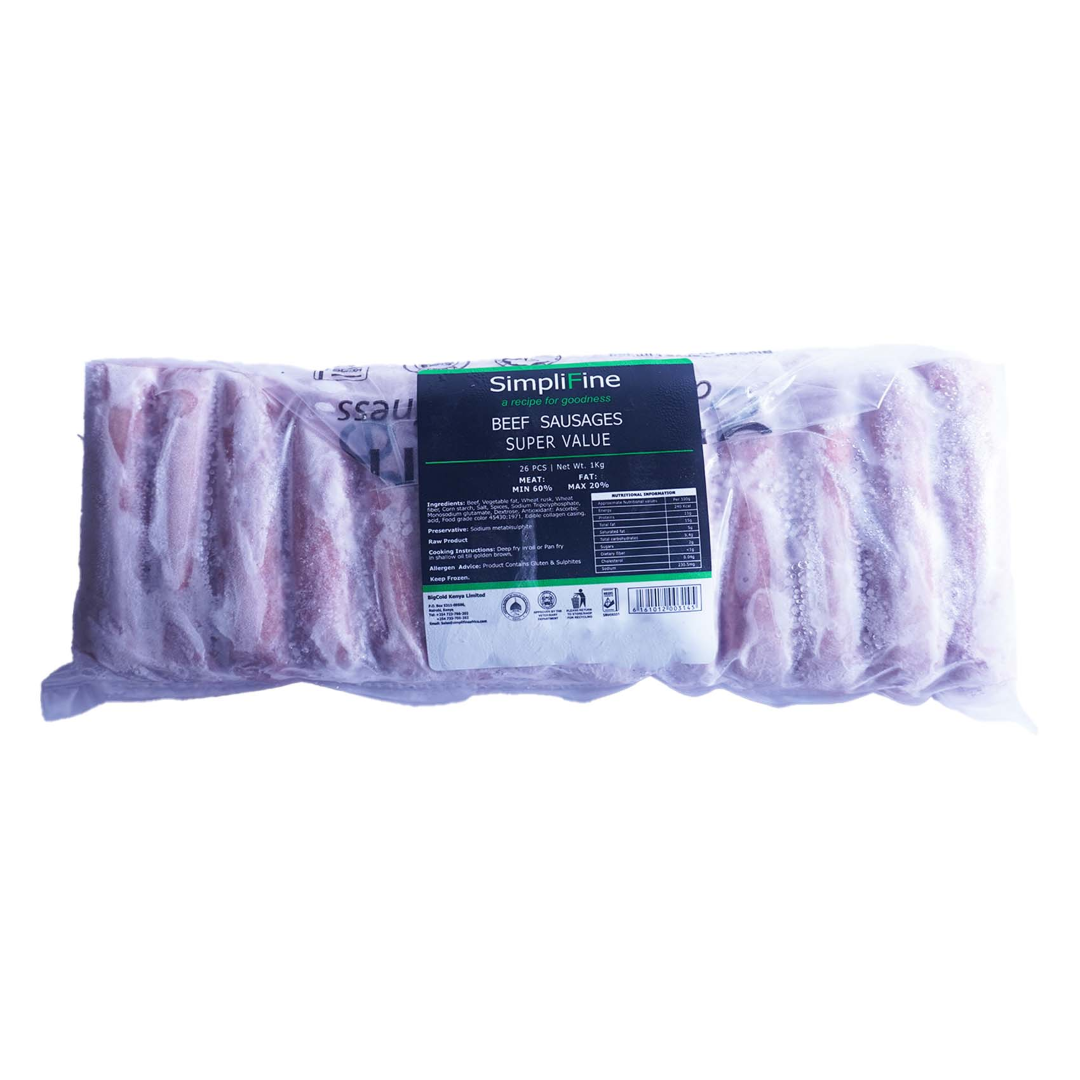 SIMPLIFINE FRESH BEEF SAUSAGE SUPER VALUE 1KG